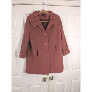Vintage Wool Cashmere Dress Coat Women Sz Large Rust Rose European Unique